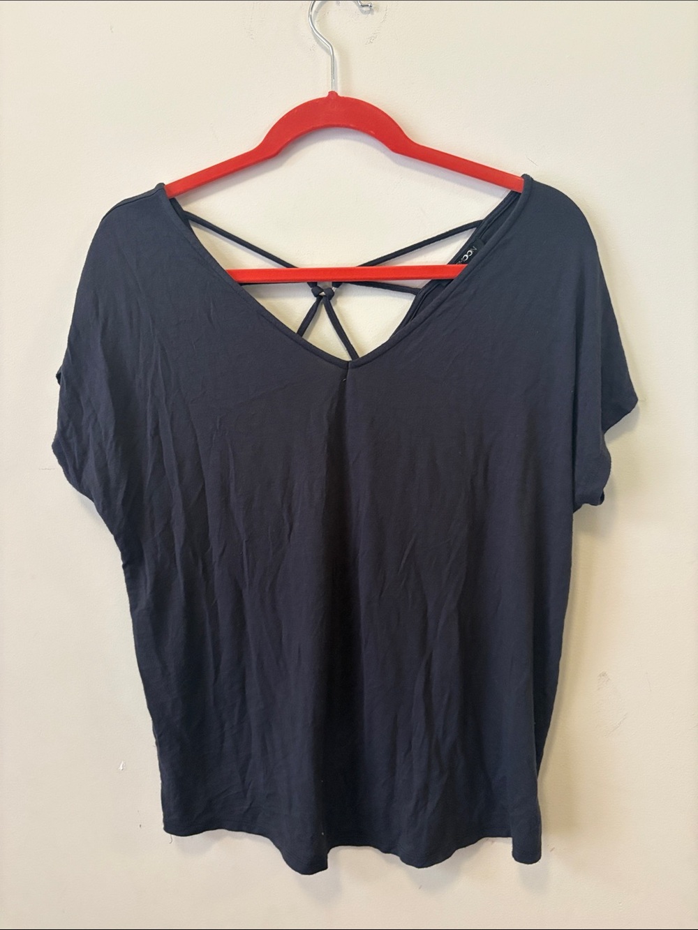 Papermoon grey V-Neck Short Sleeve Top with Strappy Back